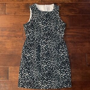 J.Crew Leopard Print‎ Sleeveless Textured Cotton Sheath Dress Size 4